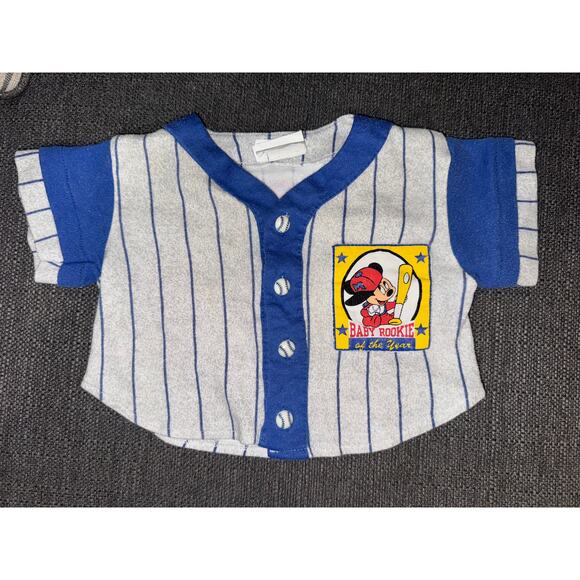 Vintage 90s Disney Babies "Baby Rookie" Mickey Mouse Baseball Jersey 6-9Months - Picture 1 of 4